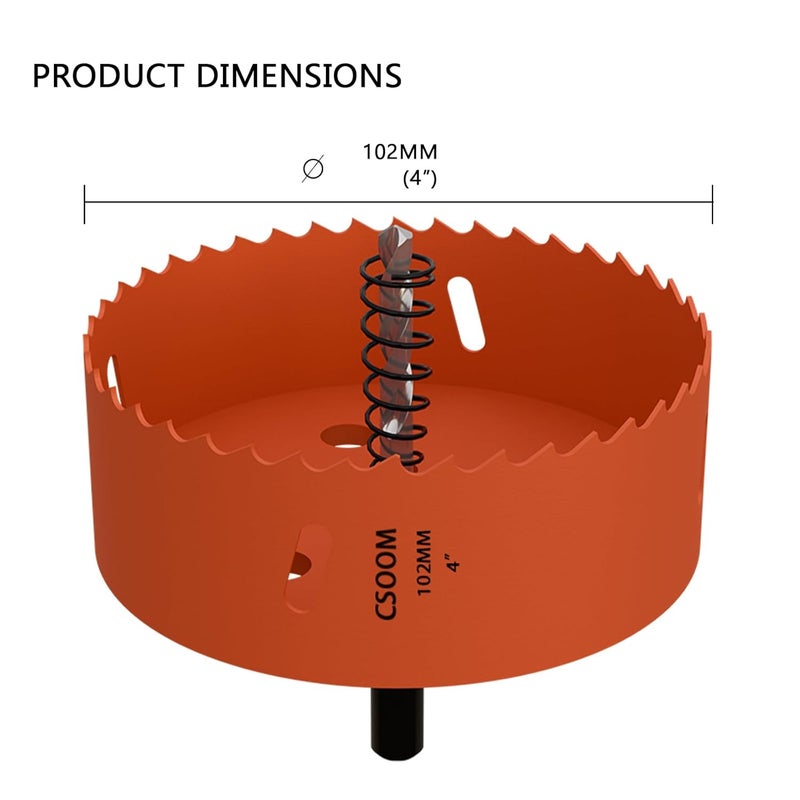 CSOOM 4" (102mm) Bi-Metal Hole Saw for Plastic, Wood, Plywood, Thin Steel and Thin Aluminum Sheets - Image 2